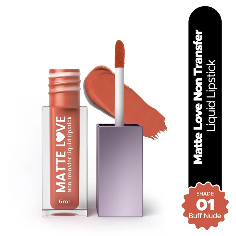 Hilary Rhoda Matte Love Non Transfer Liquid Lipstick | Lightweight & Matte Finish | Waterproof Lipstick for Women | Long Lasting & Non-Drying Lipstick | 5ml (Buff Nude - Shade 01) - Thumbnail 2